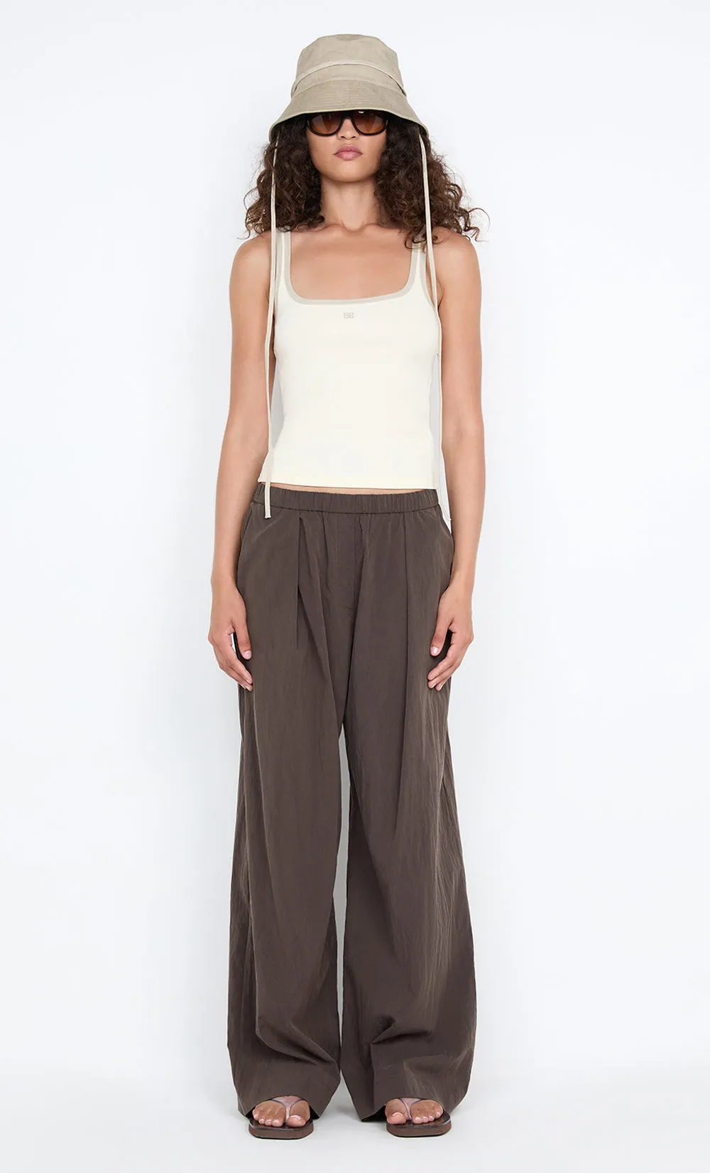 LANA SQUARE NECK TANK - CHALK / CEMENT sold by bec + bridge