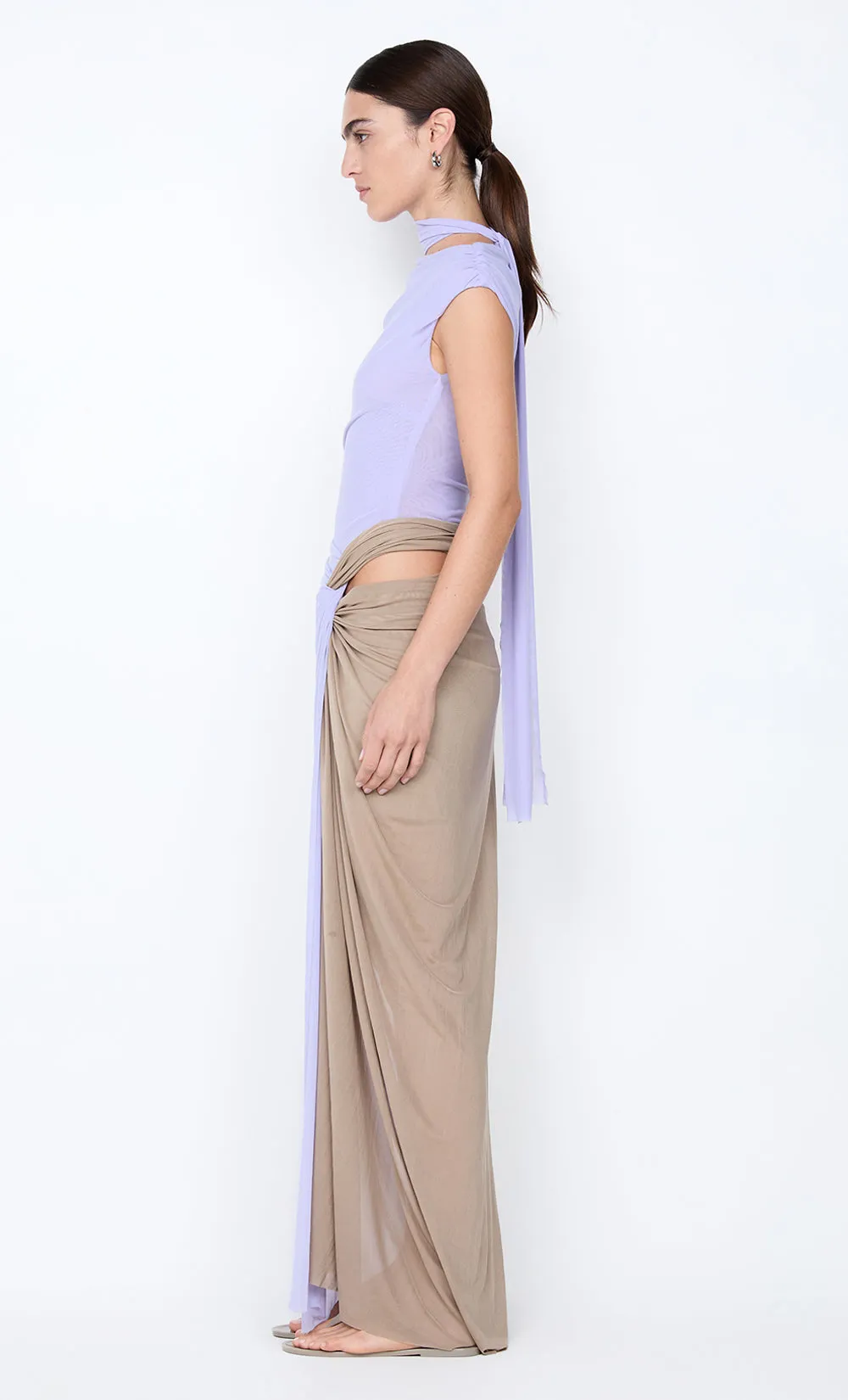CONNI TWIST MAXI DRESS - WISTERIA/TAUPEE sold by bec + bridge product image thumbnail 4