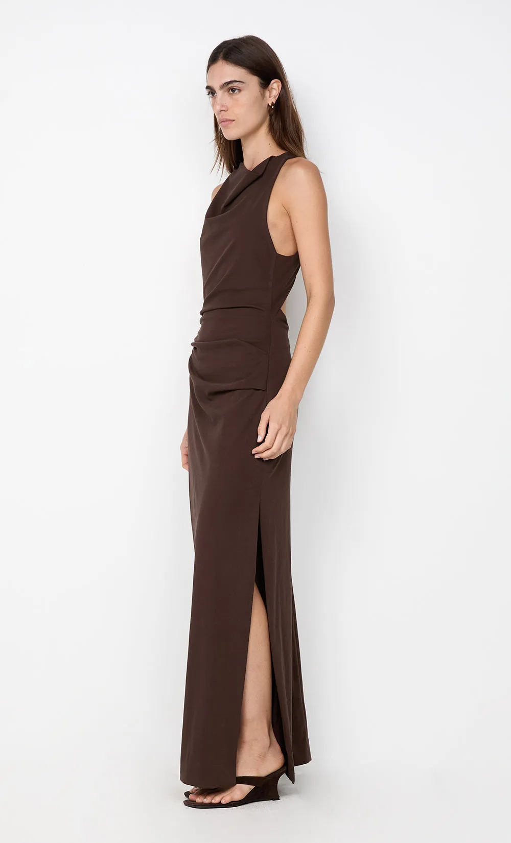 ANNETTA COWL NECK MAXI DRESS - DARK CHOCOLATE sold by bec + bridge product image thumbnail 3
