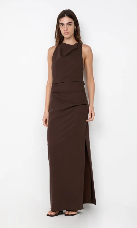 ANNETTA COWL NECK MAXI DRESS - DARK CHOCOLATE sold by bec + bridge