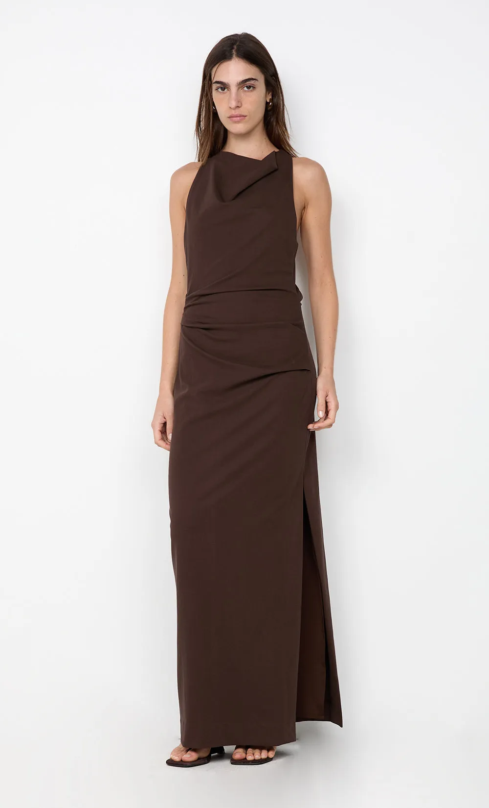 ANNETTA COWL NECK MAXI DRESS - DARK CHOCOLATE sold by bec + bridge