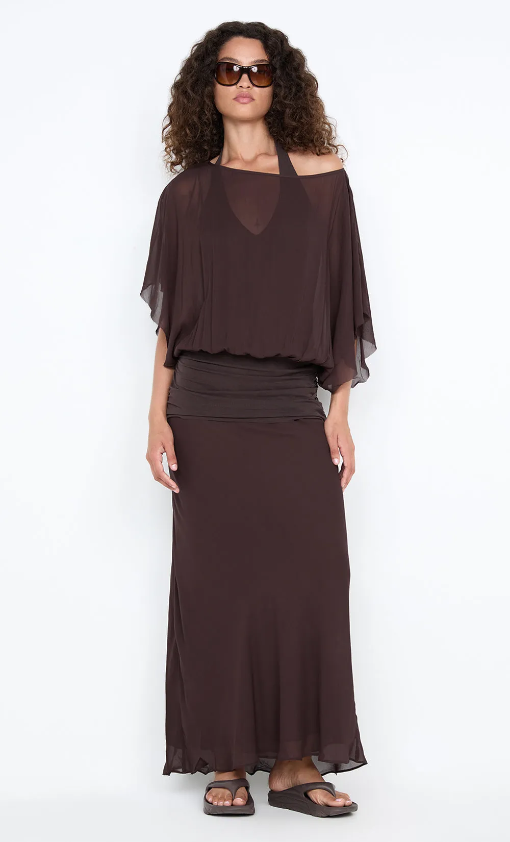 DELILAH OVERLAY MAXI DRESS - DARK CHOCOLATE sold by bec + bridge product image thumbnail 3