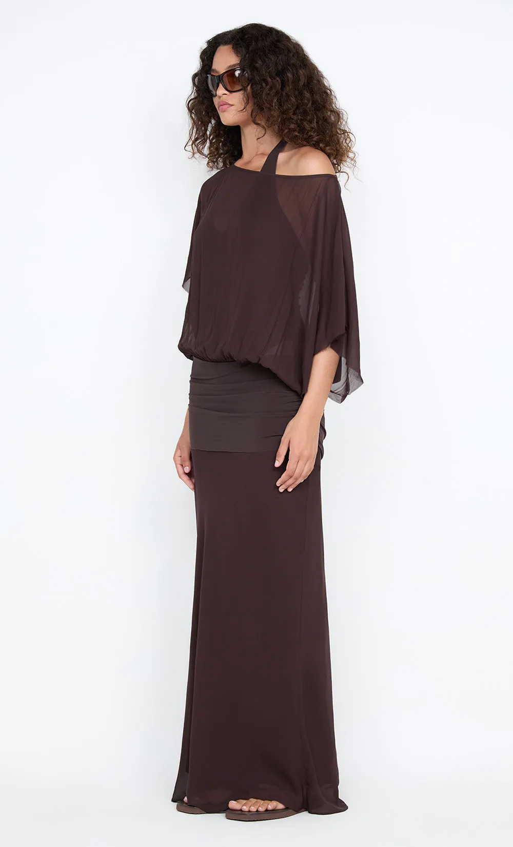 DELILAH OVERLAY MAXI DRESS - DARK CHOCOLATE sold by bec + bridge product image thumbnail 4