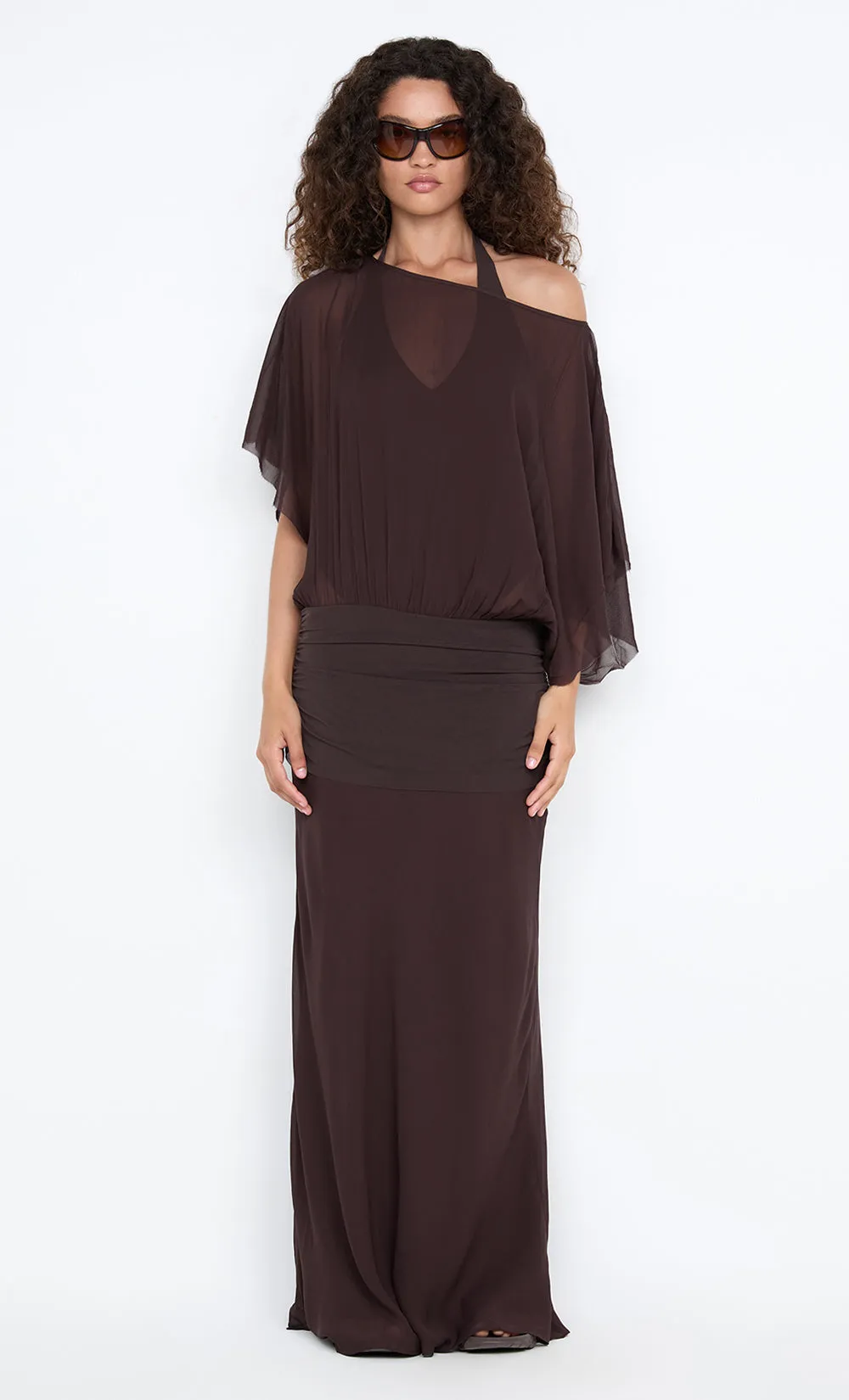 DELILAH OVERLAY MAXI DRESS - DARK CHOCOLATE sold by bec + bridge