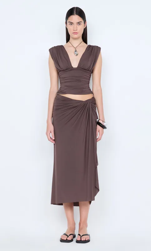 CLEMENTINE GATHERED TOP - MILK CHOCOLATE sold by bec + bridge