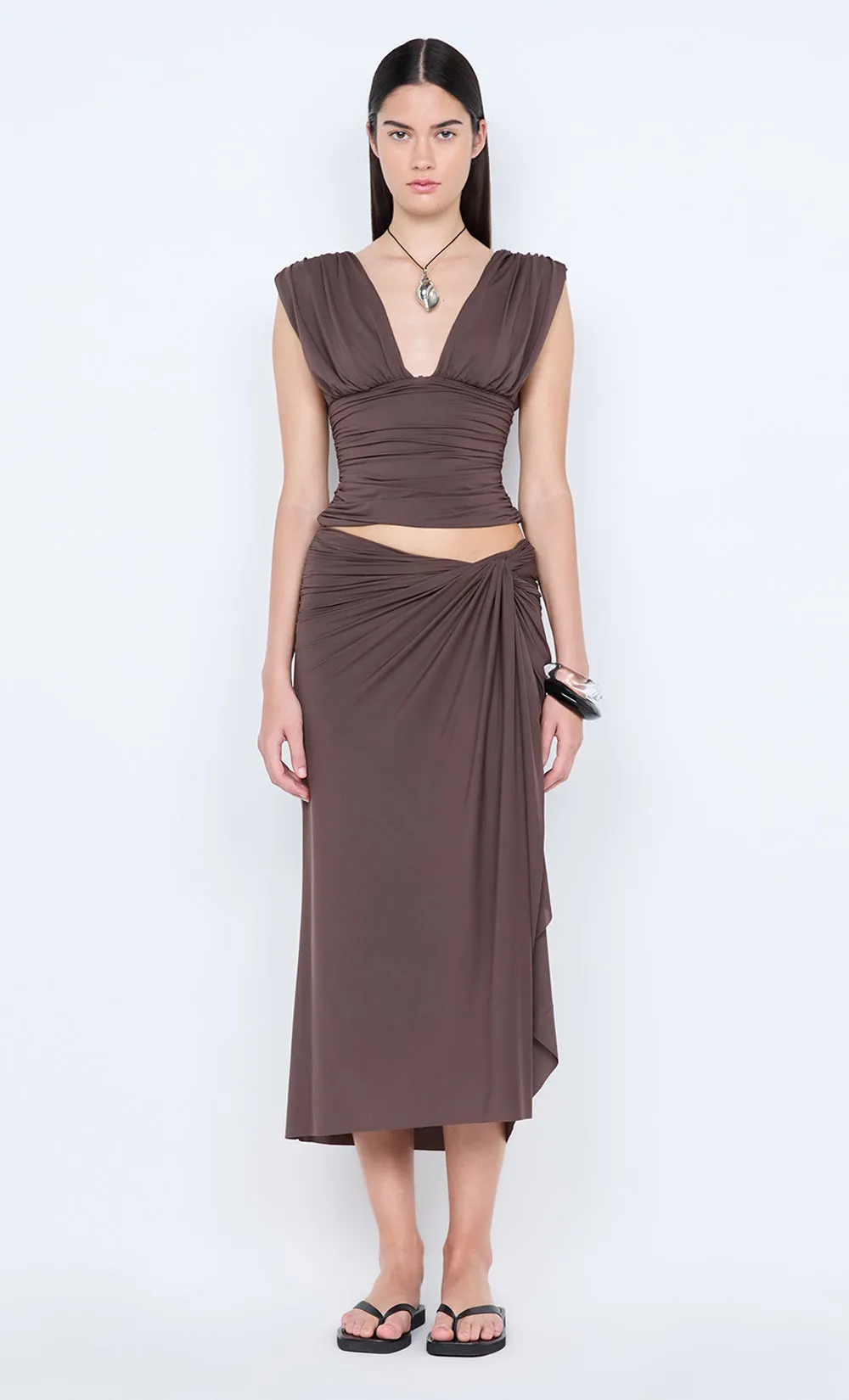 CLEMENTINE GATHERED TOP - MILK CHOCOLATE sold by bec + bridge