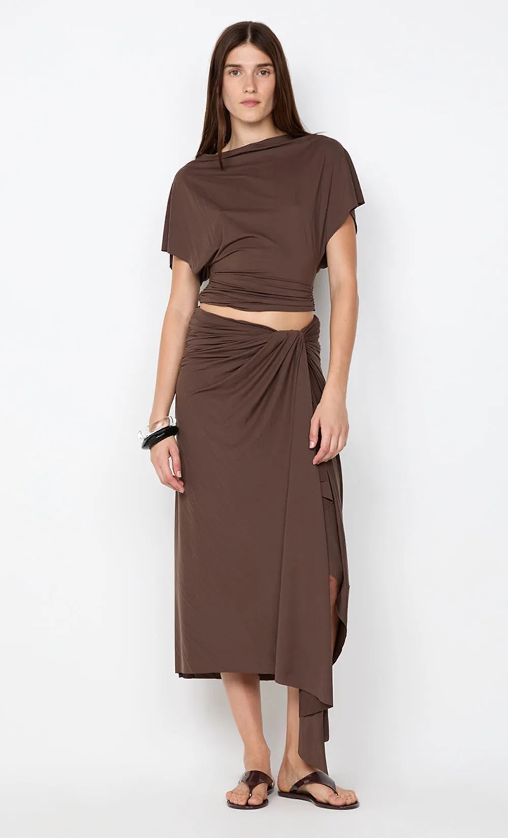CLEMENTINE DRAPE SKIRT - MILK CHOCOLATE sold by bec + bridge product image thumbnail 4