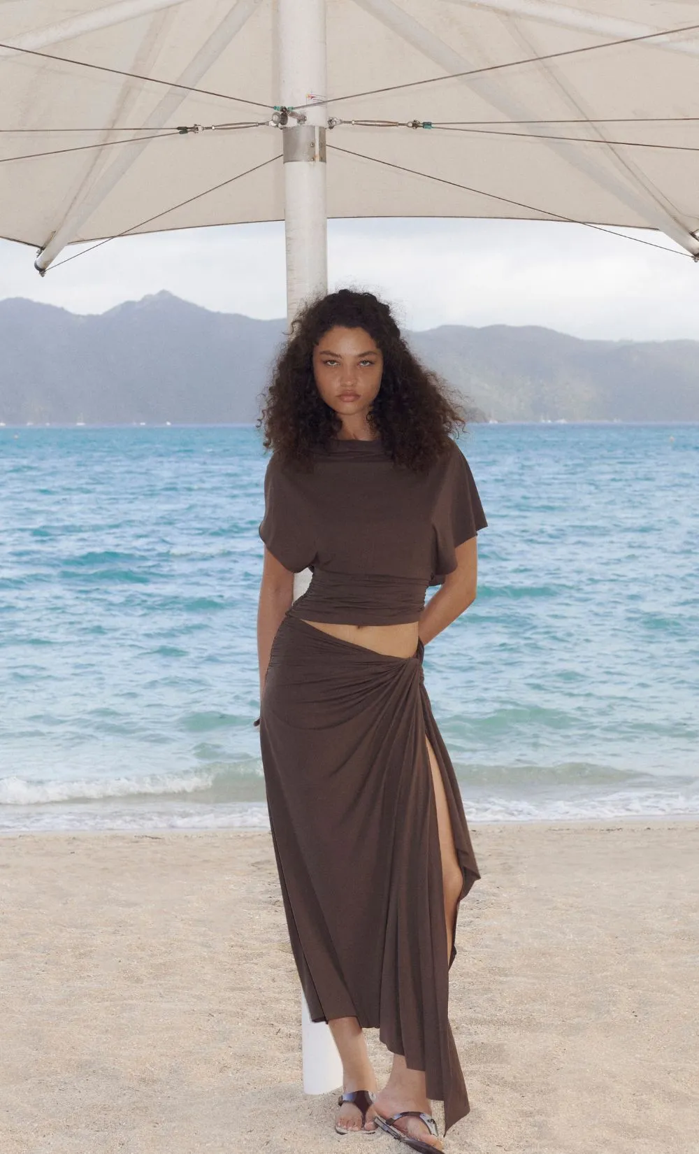 CLEMENTINE DRAPE SKIRT - MILK CHOCOLATE sold by bec + bridge product image thumbnail 2