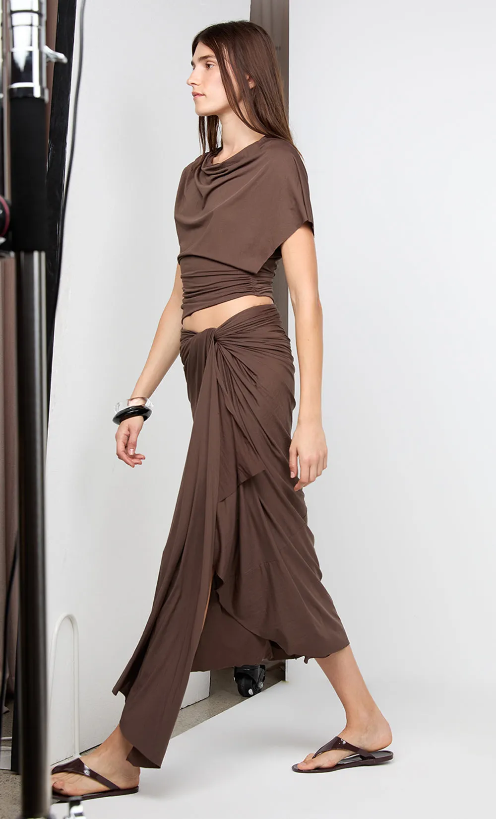 CLEMENTINE DRAPE SKIRT - MILK CHOCOLATE sold by bec + bridge product image thumbnail 3