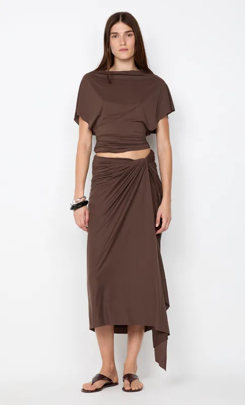 CLEMENTINE DRAPE SKIRT - MILK CHOCOLATE sold by bec + bridge