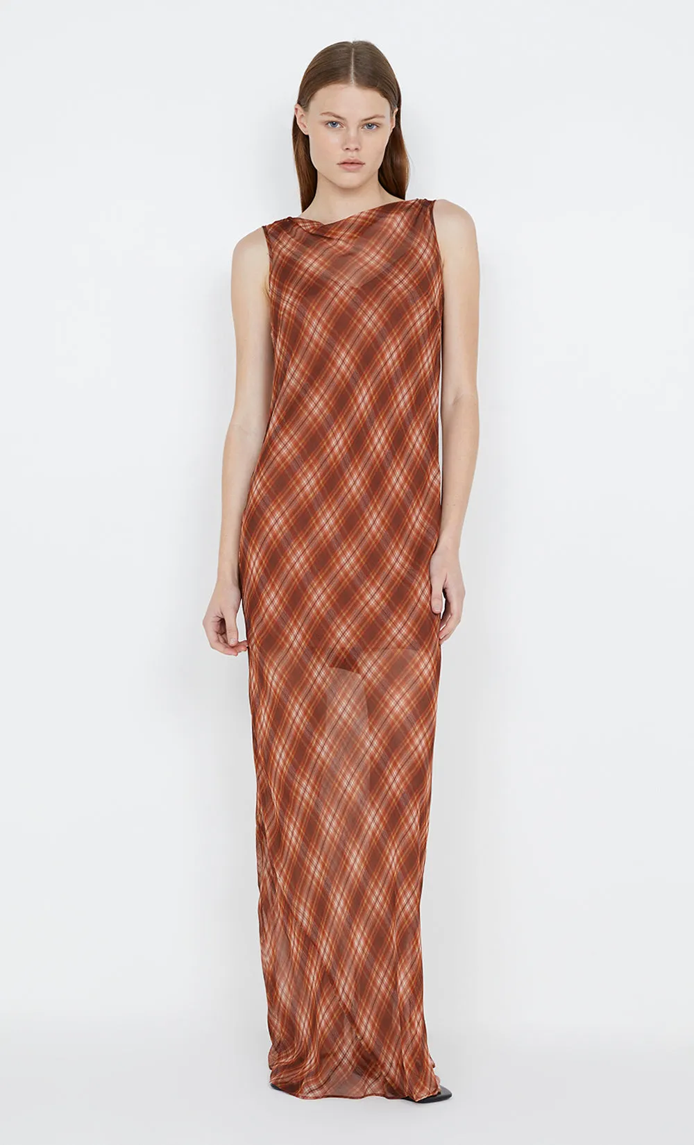DEVI BOATNECK DRESS - DESERT CHECK sold by bec + bridge