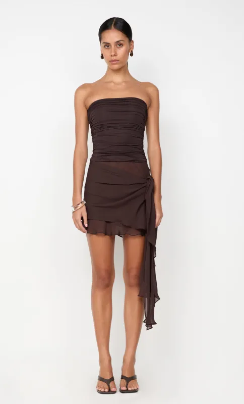 LANDON STRAPLESS MINI DRESS - DARK CHOCOLATE made by bec + bridge
