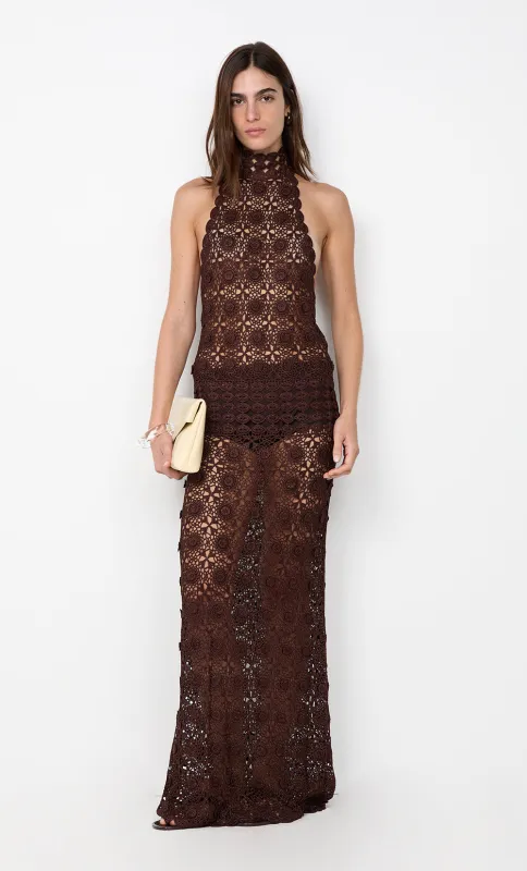 ANIA HALTER MAXI DRESS - DARK CHOCOLATE sold by bec + bridge