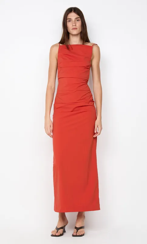 ALLIRA TUCK MAXI  DRESS - BURNT ORANGE made by bec + bridge