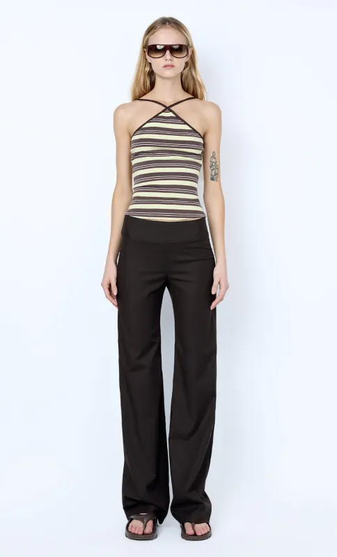 LUNA CROSSOVER TANK - DARK CHOC/DUSTY CITRON STRIPE sold by bec + bridge