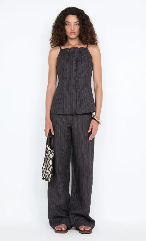 ZURI STRAIGHT LEG PANT - CHARCOAL STRIPE sold by bec + bridge