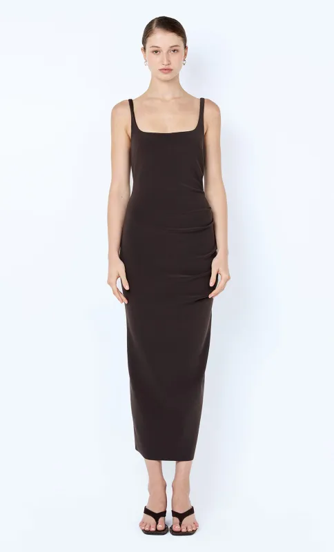 KARINA TUCK MIDI DRESS - ESPRESSO sold by bec + bridge