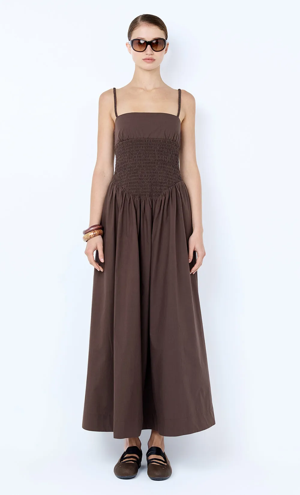 MARCELINE MAXI DRESS - DARK CHOCOLATE sold by bec + bridge
