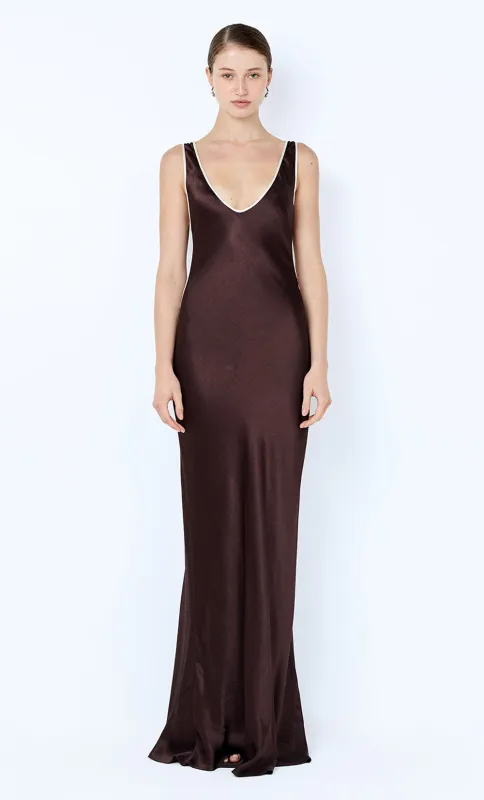 MARCY CUTOUT MAXI DRESS - DARK CHOC/SNOW sold by bec + bridge