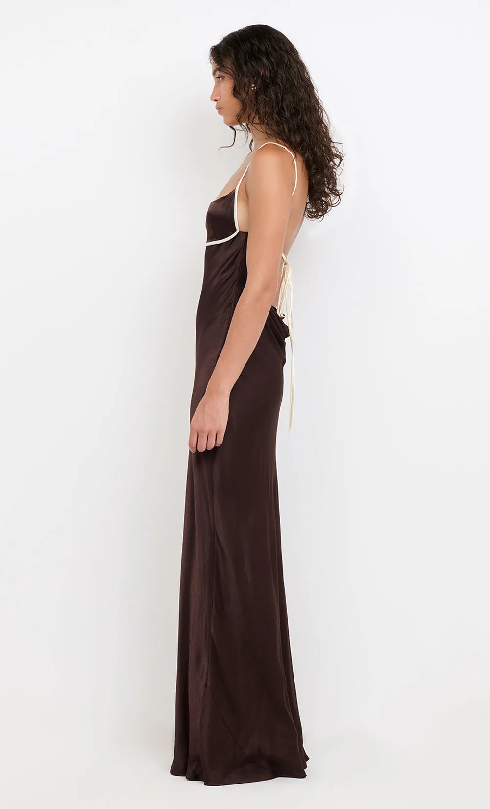 MARCY COWL NECK MAXI DRESS - DARK CHOC/SNOW sold by bec + bridge product image thumbnail 5