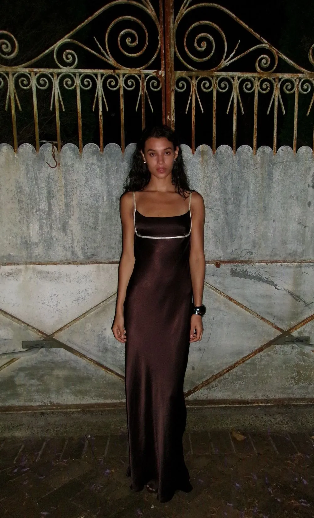 MARCY COWL NECK MAXI DRESS - DARK CHOC/SNOW sold by bec + bridge product image thumbnail 2