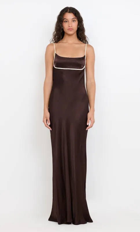 MARCY COWL NECK MAXI DRESS - DARK CHOC/SNOW sold by bec + bridge