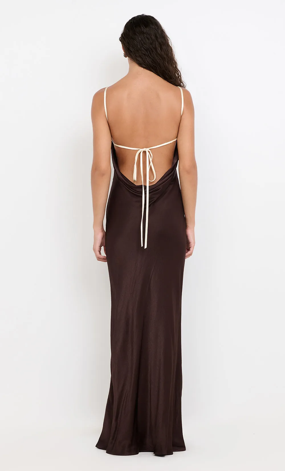 MARCY COWL NECK MAXI DRESS - DARK CHOC/SNOW sold by bec + bridge product image thumbnail 4