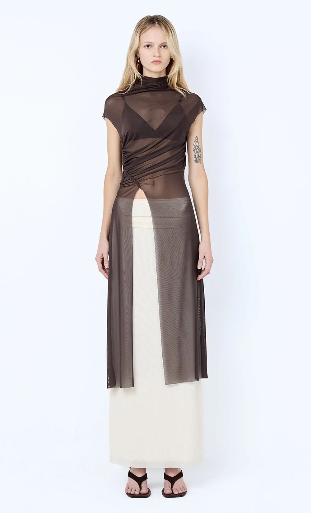 EVA SPLIT TUNIC TOP - DARK CHOCOLATE sold by bec + bridge