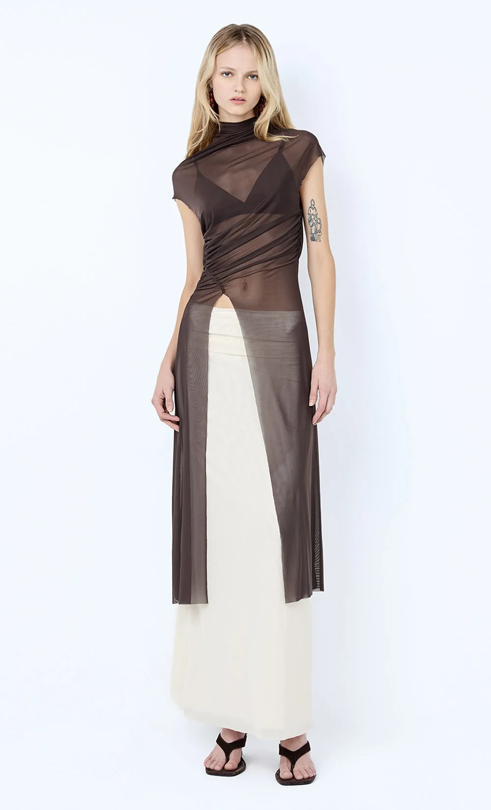 EVA SPLIT TUNIC TOP - DARK CHOCOLATE sold by bec + bridge product image thumbnail 2