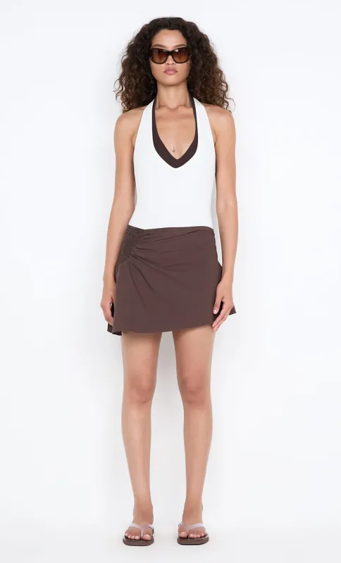 MARCELINE MINI SKIRT - DARK CHOCOLATE sold by bec + bridge