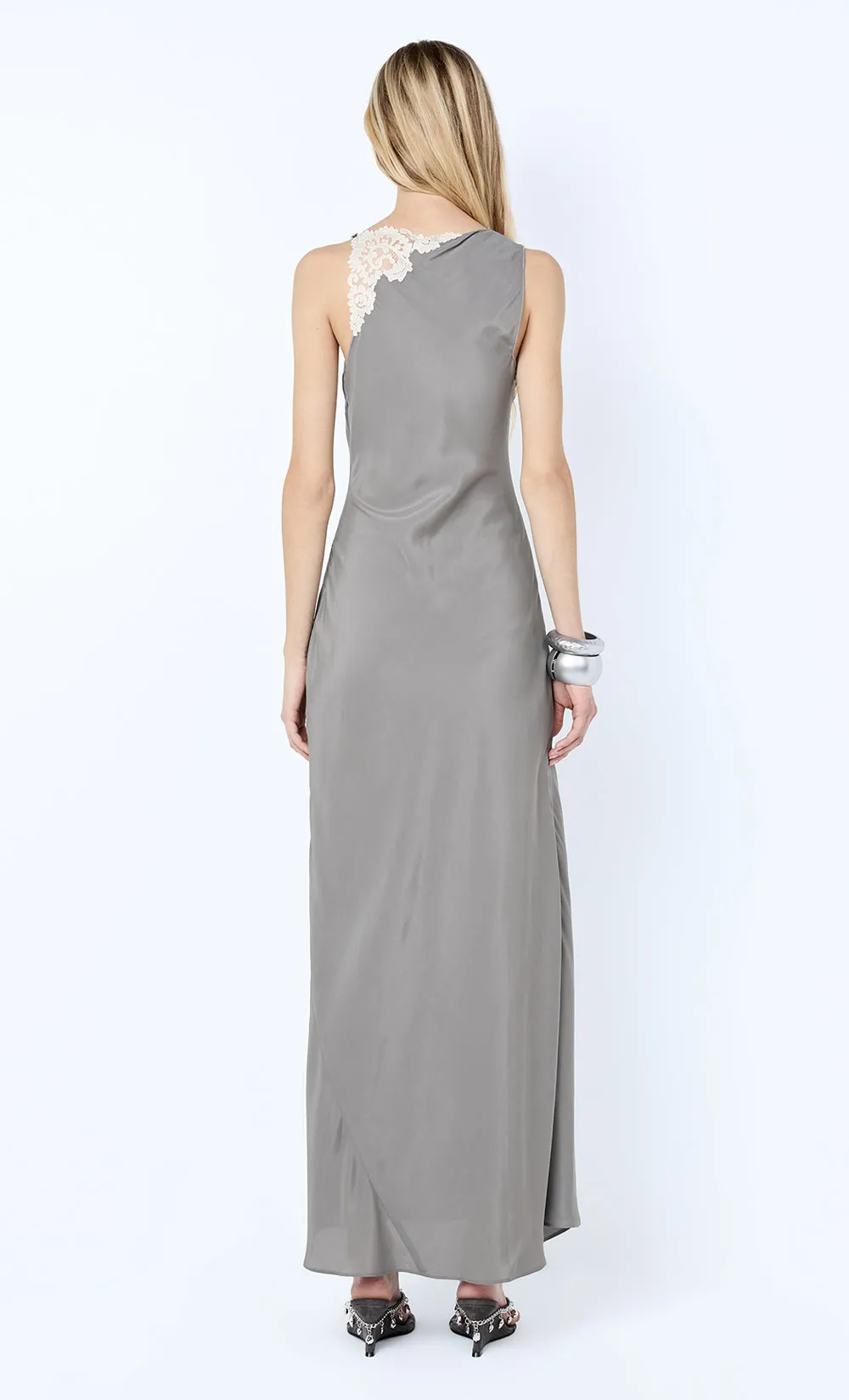 CHATEAU SPLIT MAXI DRESS - SLATE GREY/IVORY sold by bec + bridge product image thumbnail 5