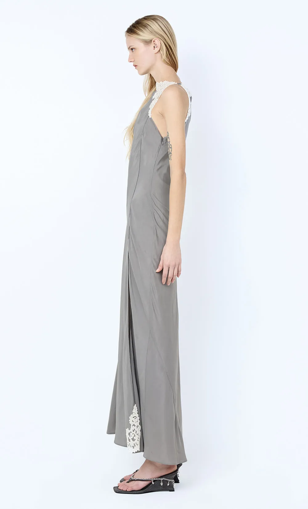 CHATEAU SPLIT MAXI DRESS - SLATE GREY/IVORY sold by bec + bridge product image thumbnail 4