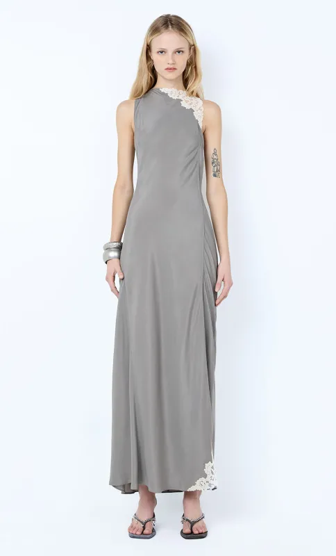 CHATEAU SPLIT MAXI DRESS - SLATE GREY/IVORY sold by bec + bridge