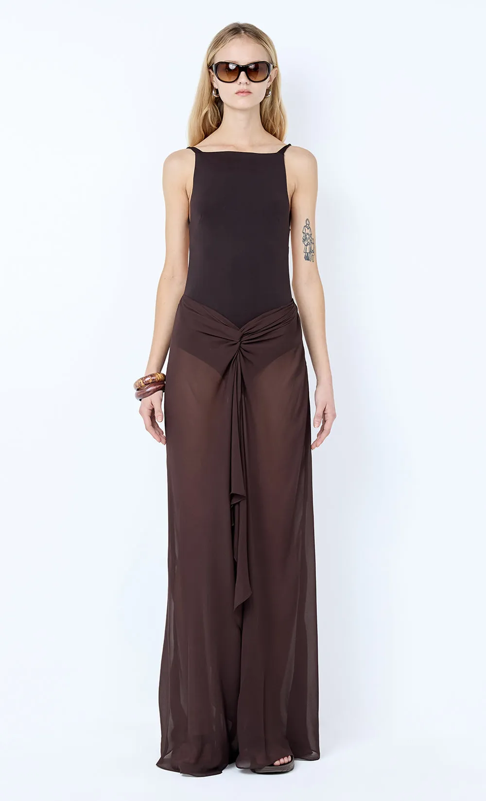 SOLENNE BACKLESS MAXI DRESS - DARK CHOCOLATE sold by bec + bridge