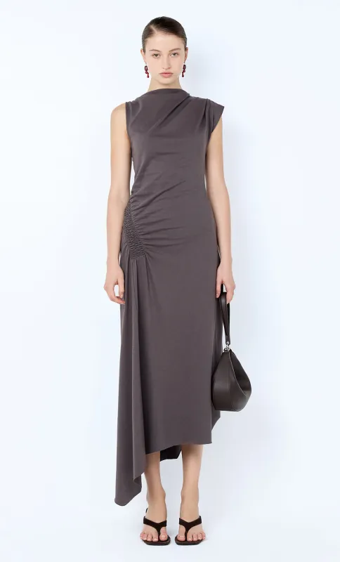 EMA ASYM DRESS - WASHED CHOC sold by bec + bridge