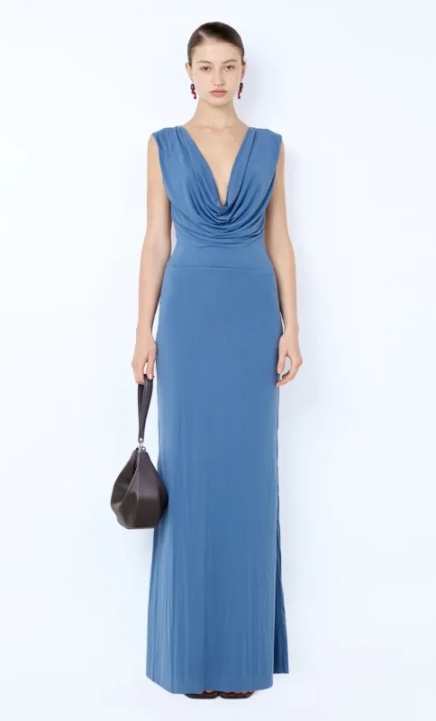 BRIGITTE COWL NECK MAXI DRESS - STEEL BLUE made by bec + bridge