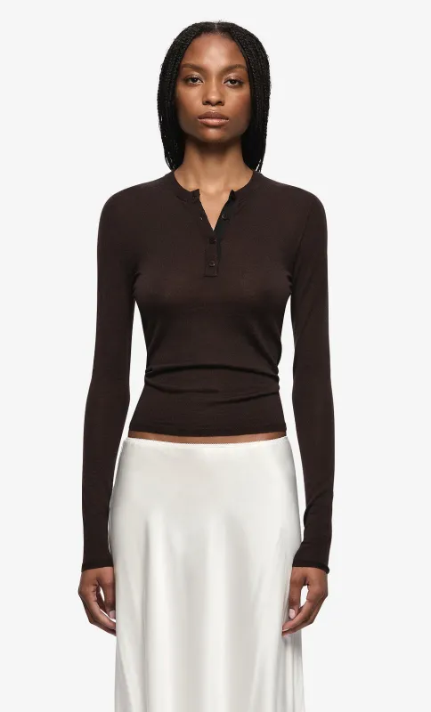 RUE LONG SLEEVE TOP - DARK CHOCOLATE made by bec + bridge