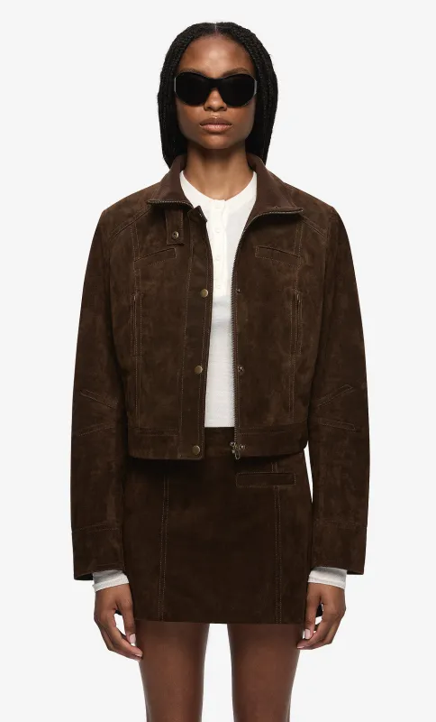 HUNTER SUEDE MINI SKIRT - DARK CHOCOLATE made by bec + bridge