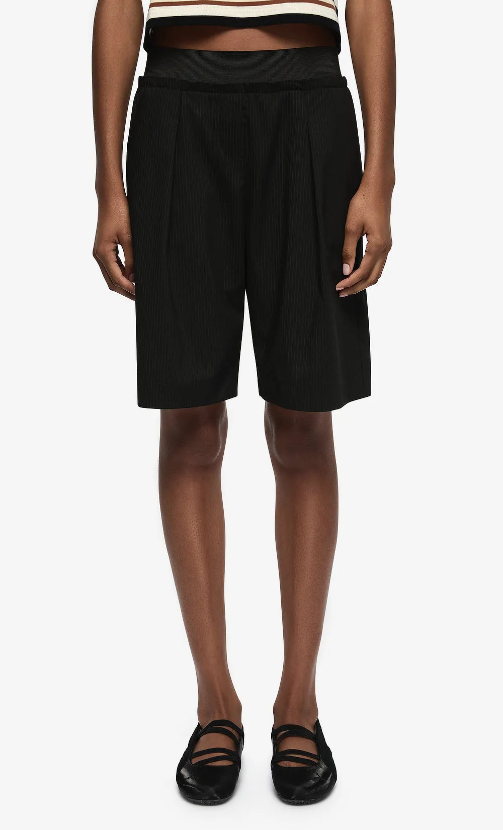 MARCELLI LONG SHORT - BLACK/WHITE STRIPE sold by bec + bridge product image thumbnail 2