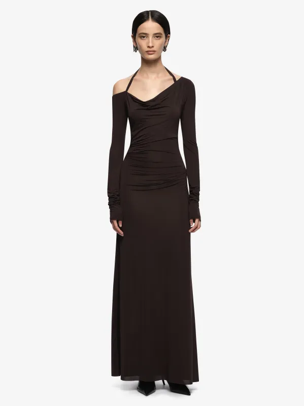 COURT LONG SLEEVE MAXI DRESS - DARK CHOCOLATE made by bec + bridge