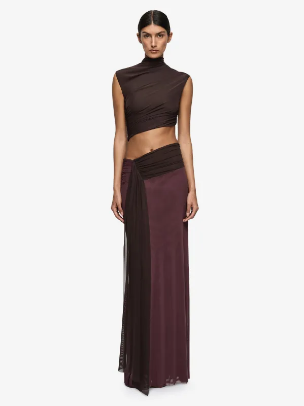 CONNI MAXI DRESS - AUBERGINE/DARK CHOC made by bec + bridge
