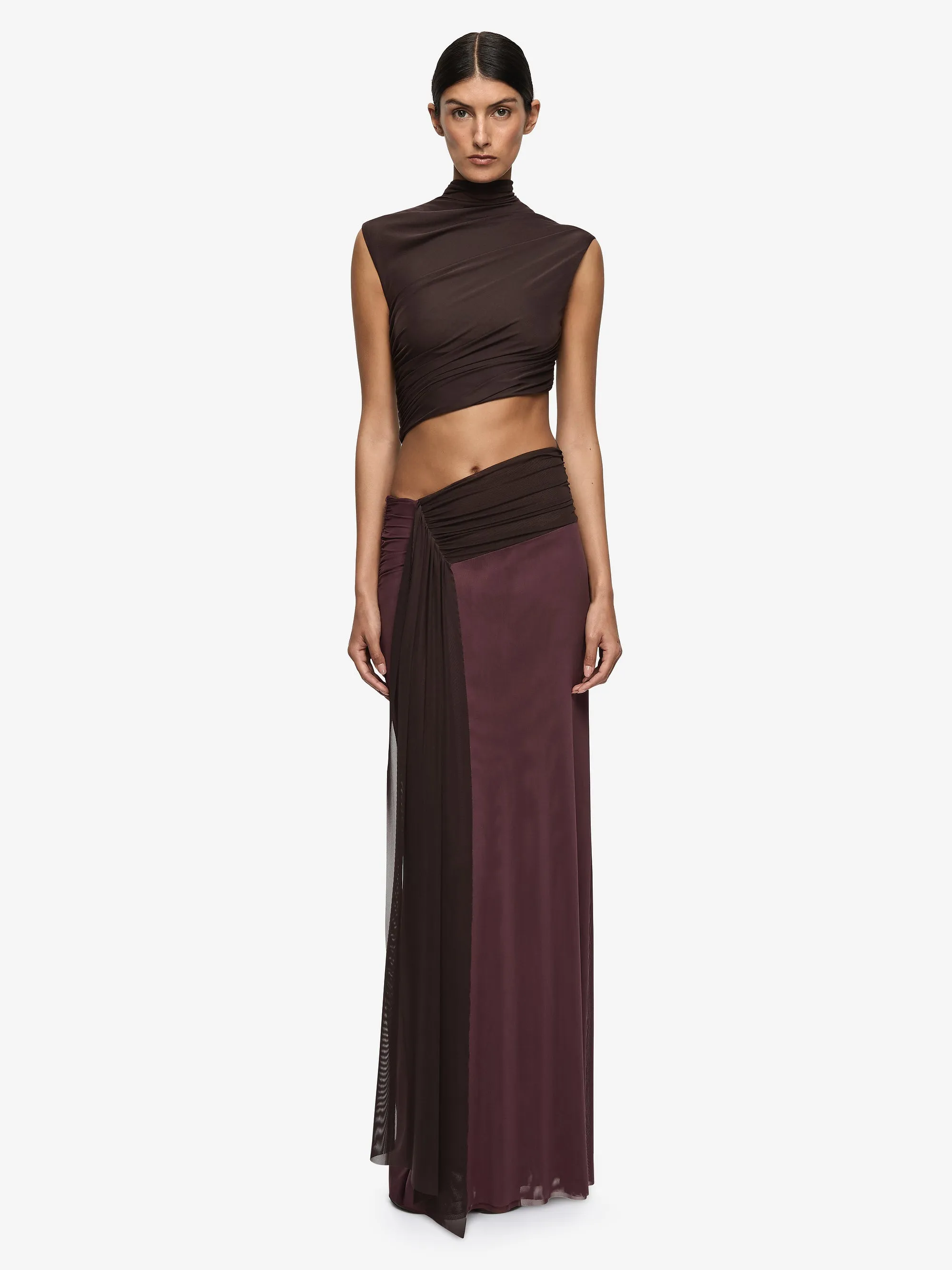 CONNI MAXI DRESS - AUBERGINE/DARK CHOC sold by bec + bridge