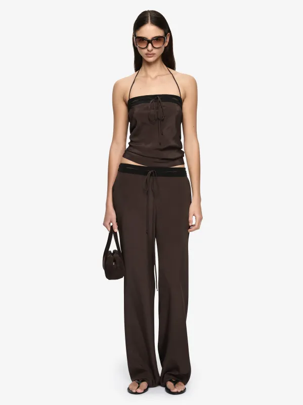 ELENI HALTER TOP - DARK CHOCOLATE/BLACK made by bec + bridge