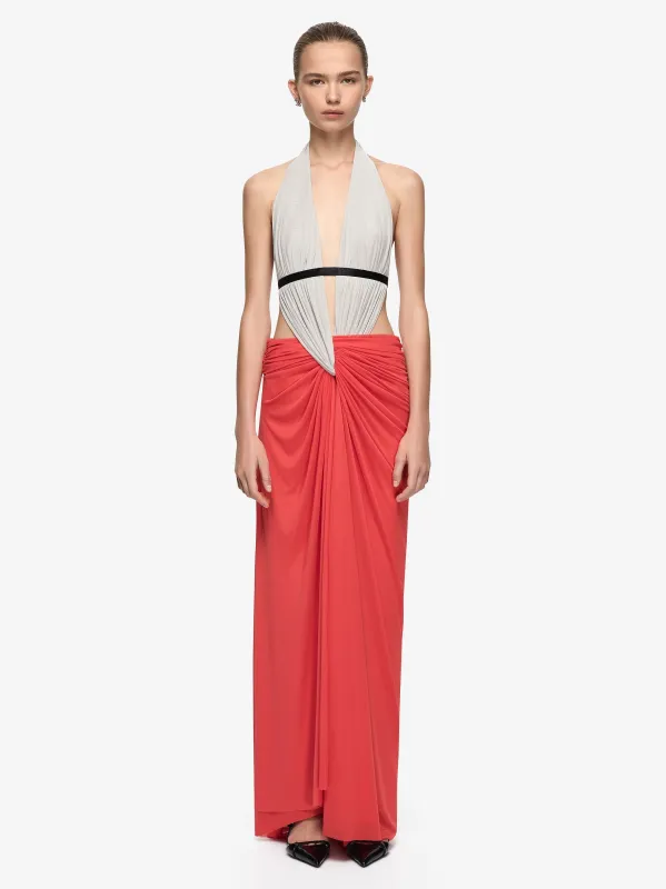 ANAYA CUT OUT MAXI DRESS - DOVE GREY/FLAME/BLACK made by bec + bridge