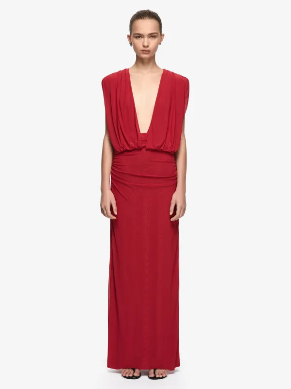 ISORA DRAPE MAXI DRESS - RUBY RED made by bec + bridge