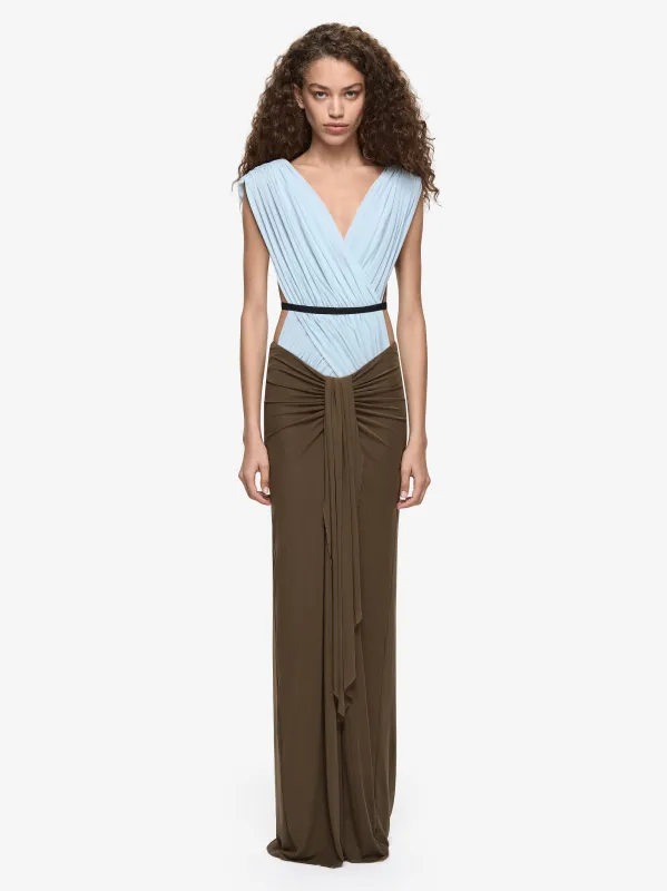 ANAYA V MAXI DRESS - MIST/LATTE/BLACK made by bec + bridge