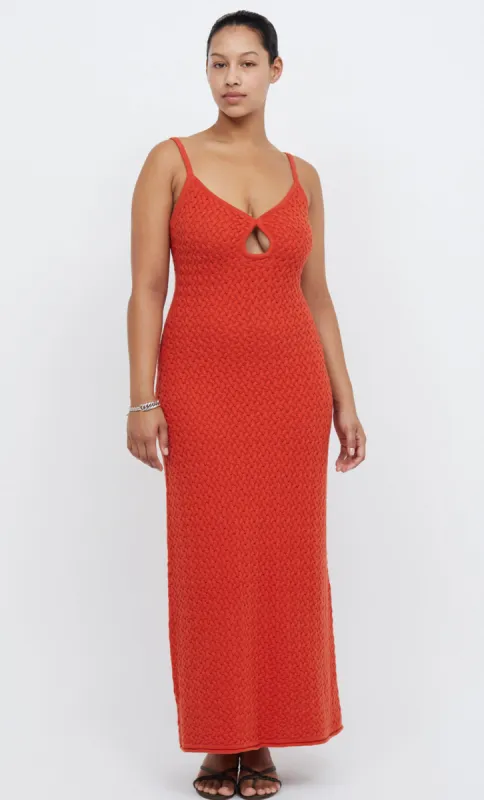 EFFIE KNIT KEY MAXI DRESS - FIRE ORANGE sold by bec + bridge