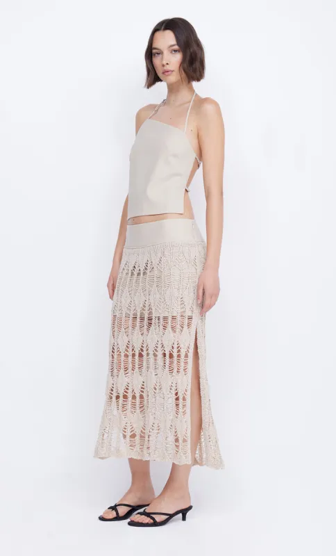LYRA SPLIT MIDI SKIRT - BONE sold by bec + bridge