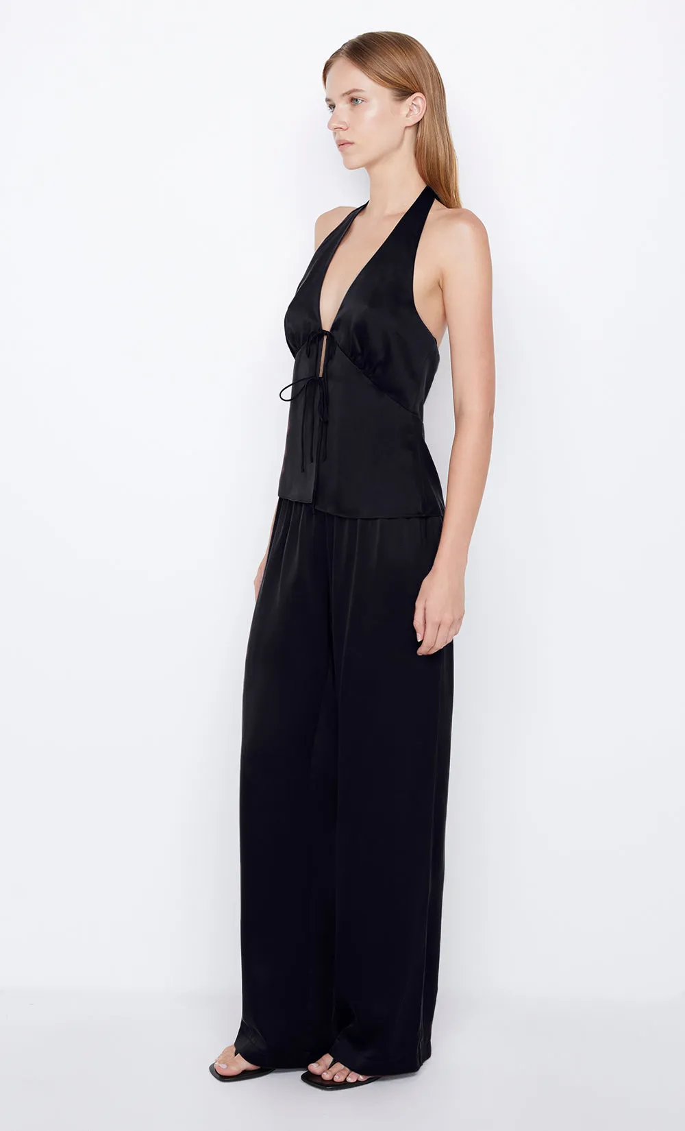 TIA SILK HALTER TOP - BLACK sold by bec + bridge product image thumbnail 3