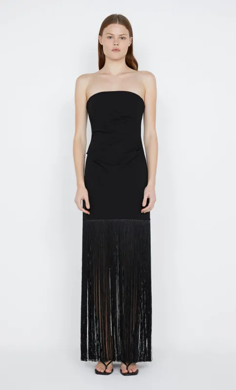 WILDER FRINGE DRESS - BLACK made by bec + bridge